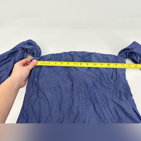 Theory Laureema Off The Shoulder Top Blue Stripe Size 4 - Picture 9 of 9